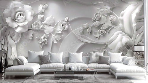 3D High Decoration Background Wallpaper,n3D wallpaper design with floral for photo mural background photo