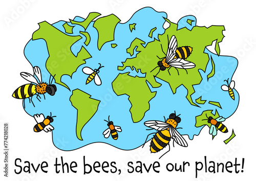 Save the bees and our planet. World bee day.