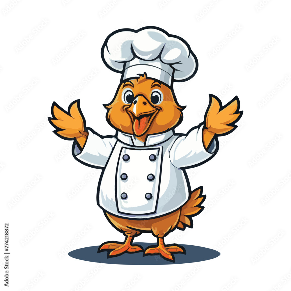 clipart funny chicken chef mascot, vector isolation clipart funny chicken chef mascot, vector isolation