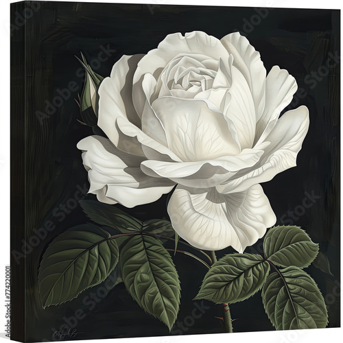 A white rose art canvas