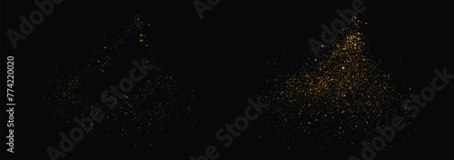 Vector gold glitter abstract confetti background on a black background