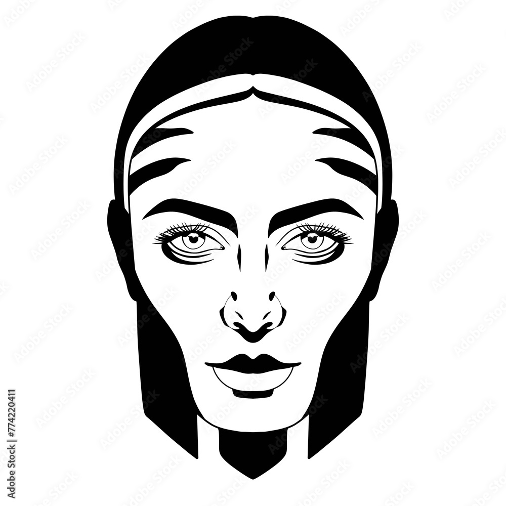 Woman face illustration, Tribal woman, neo tribal, alien woman