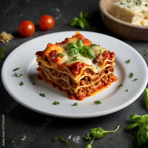 lasagne with tomato sauce and basil