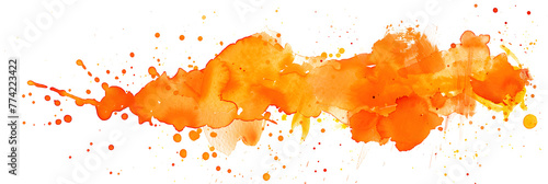 Orange watercolor splash illustration on transparent background.