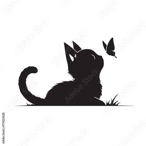  black cat logo vector, black cat icon in flat, line trendy style. isolated on white background. Cat silhouette sign symbol. mobile concept and web design. House animals symbol logo vector graphics