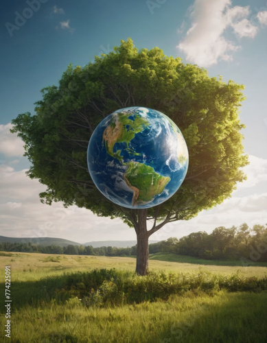 Globo terrestre simbolo della Giornata Mondiale della Terra: celebriamo la nostra casa comune photo