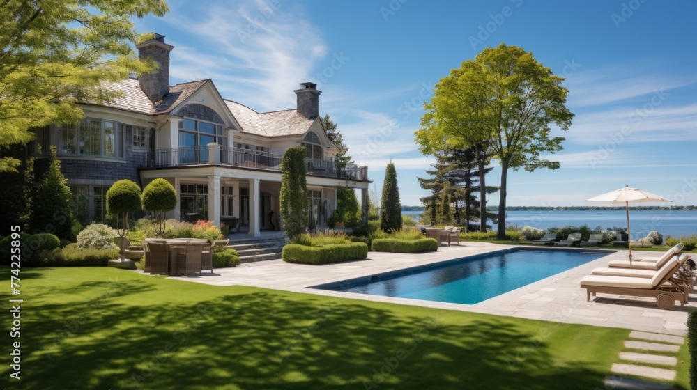 Mediterranean inspired villa with a sprawling garden and a private beach access in the exclusive Hamptons, New York Mediterranean inspired villa with a sprawling garden and a private beach access in the exclusive Hamptons, New York