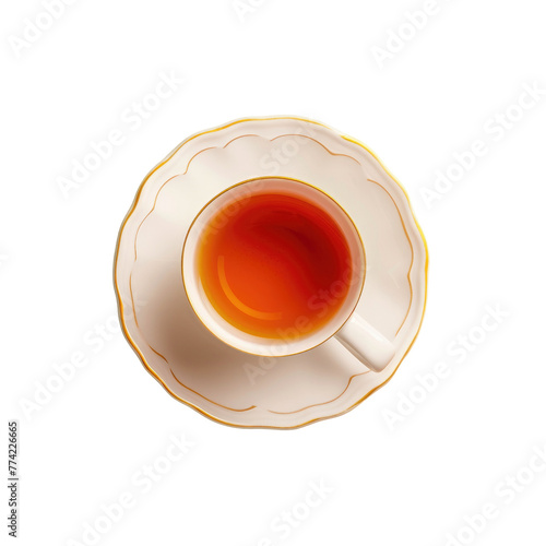 A cup of tea on a saucer on a Transparent Background