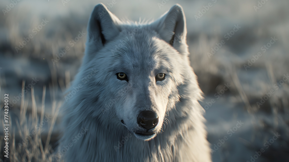 Obraz premium Majestic Grey Wolf in the Wild: A Portrait of Wilderness