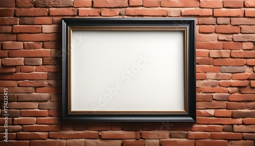 Blank frame on brick background 