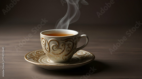 Beautiful swirly hot tea or coffee .Generative AI