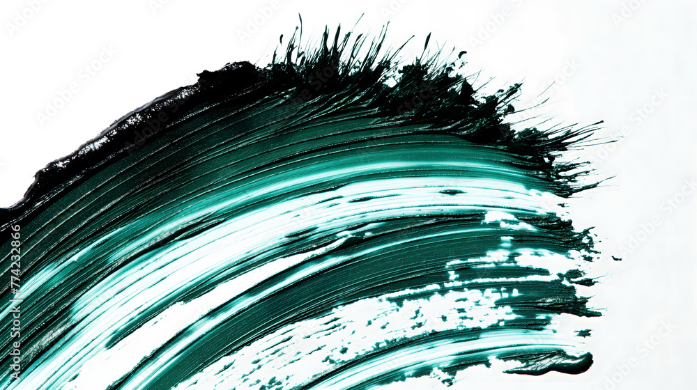 Close-up of a Mascara Brush Coated with Teal Mascara Close-up of a Mascara Brush Coated with Teal Mascara