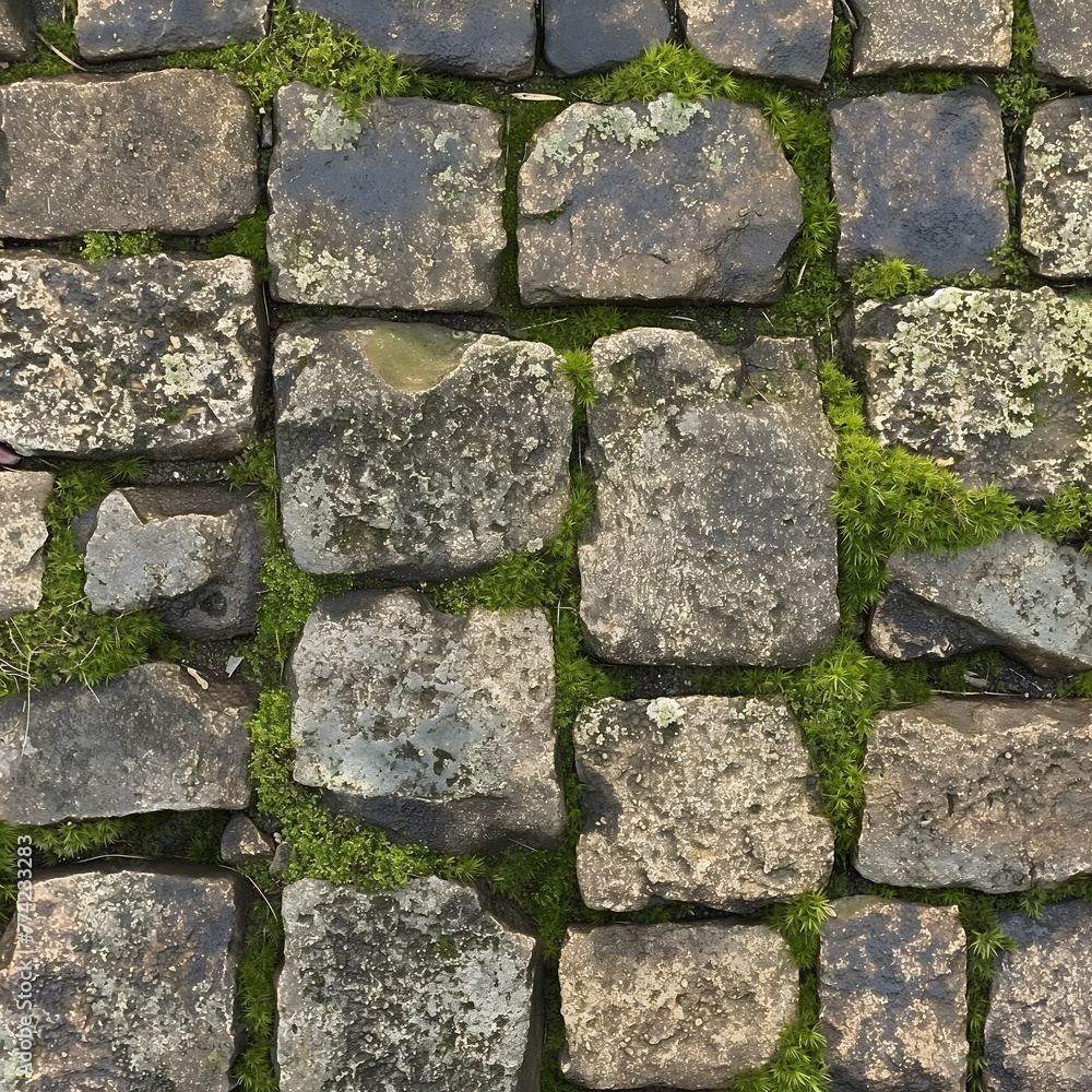 Nature's Embrace: Moss and Plants Growing on Stone Wall Nature's Embrace: Moss and Plants Growing on Stone Wall