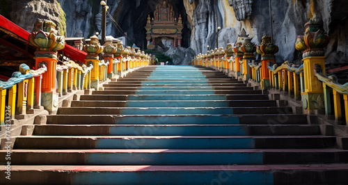 Staircase With black Steps Symbolizing Diversity And Inclusivity on dark view background  © Samra