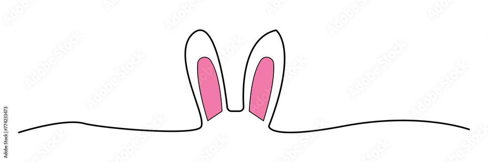 Doodle black Easter bunny ears scribble banner. Easter Bunny Ears line art banner in scribble style hand drawn with continuous thin line, divider shape. Vector illustration. Eps file 76. Doodle black Easter bunny ears scribble banner. Easter Bunny Ears line art banner in scribble style hand drawn with continuous thin line, divider shape. Vector illustration. Eps file 76.