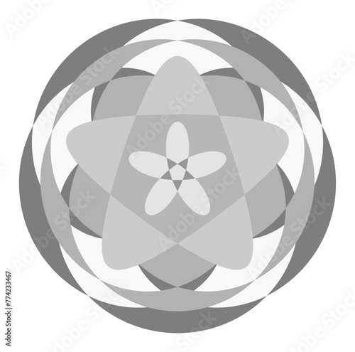 重なる花びらのモノクロの花の模様