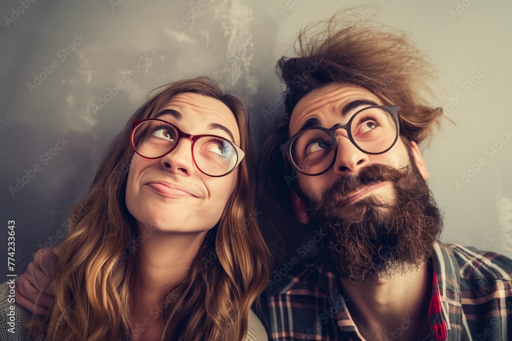 Obraz premium Playful couple making funny faces