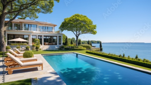 Mediterranean inspired villa with a sprawling garden and a private beach access in the exclusive Hamptons, New York © Damian Sobczyk