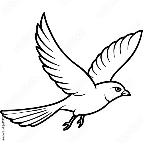 Graceful Bird Silhouette Vector Illustration for Simple Flying Scenes