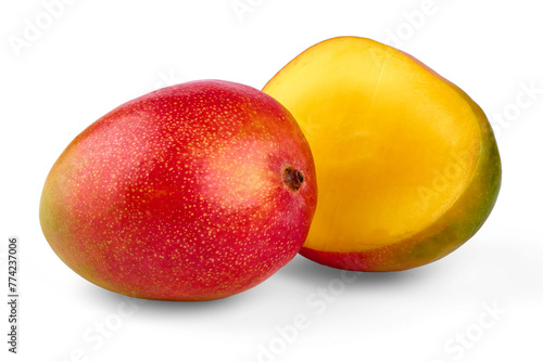 Ripe mango fruit on transparent background.