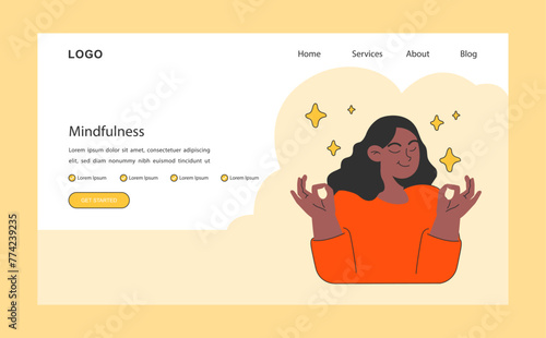 Mindfulness web banner or landing page. Emotional awareness and balance.