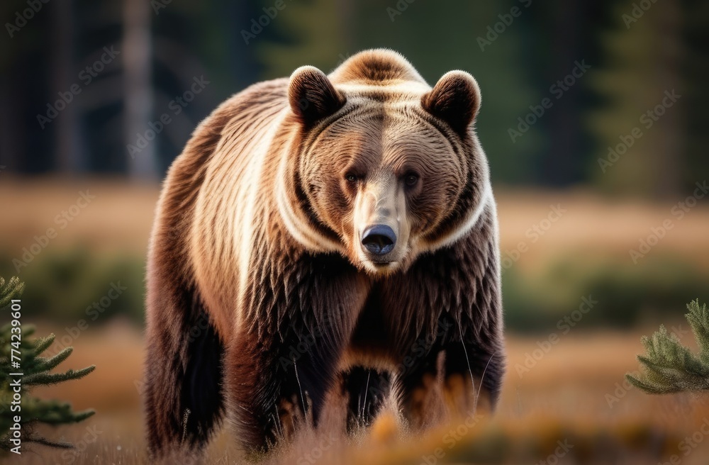 Close-up. Brown bear in the wild