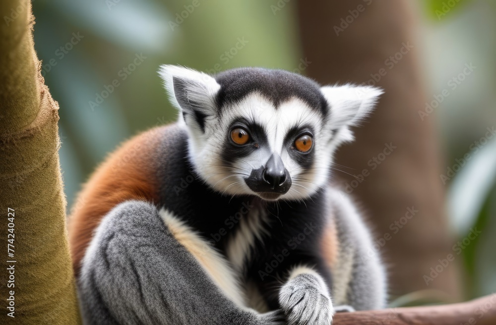 Lemur sitting on a tree Lemur sitting on a tree