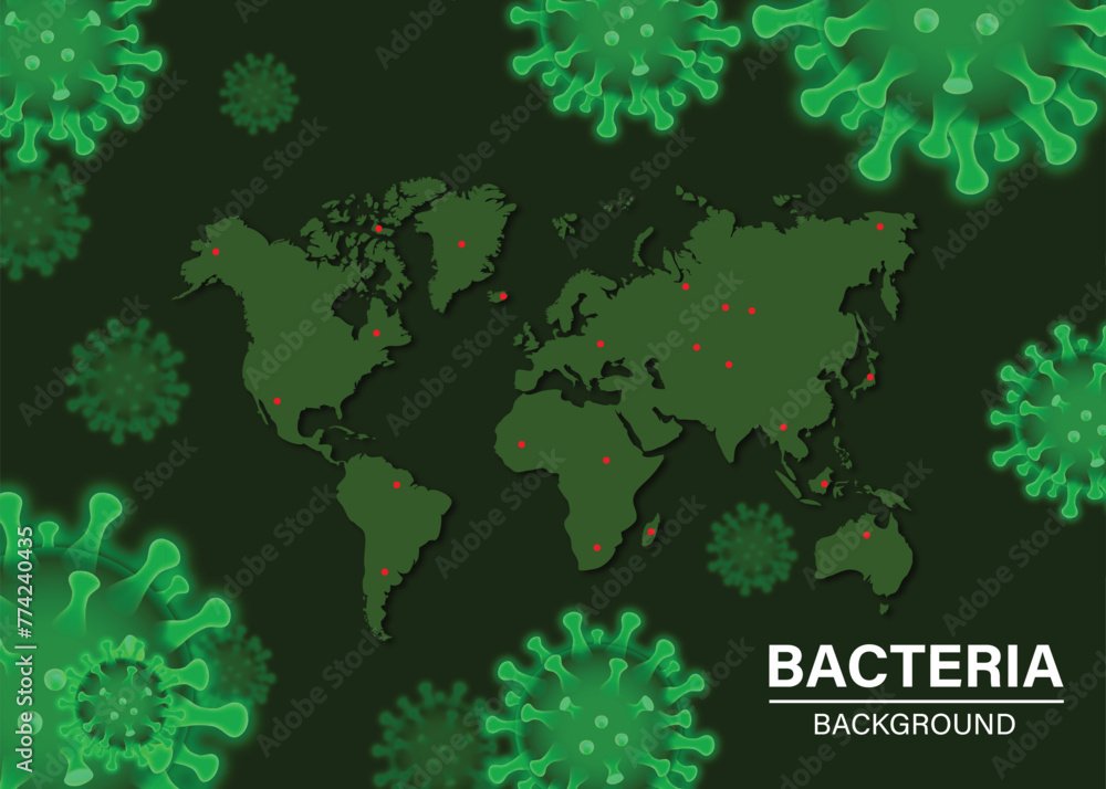 The vector of bacteria and virus in green background The vector of bacteria and virus in green background