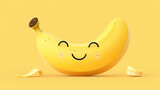 cute cartoon banana expression on yellow background National Banana Day. The third Wednesday of April. Poster, banner, card, background. Banana day logo for the international banana day in april