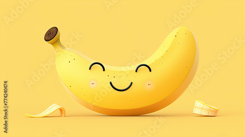 cute cartoon banana expression on yellow background National Banana Day. The third Wednesday of April. Poster, banner, card, background. Banana day logo for the international banana day in april