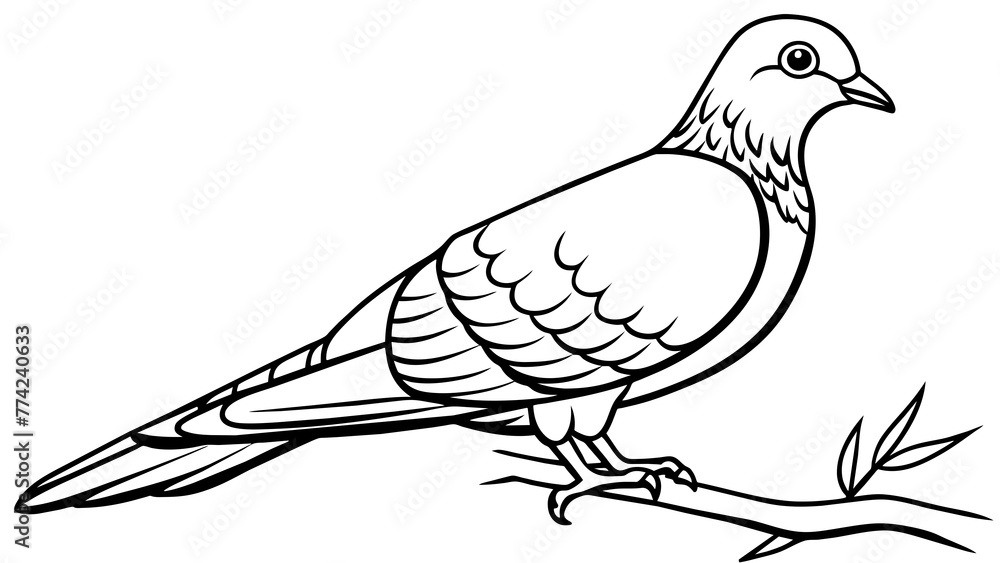 Fototapeta premium Graceful Dove Bird Silhouette on Branch