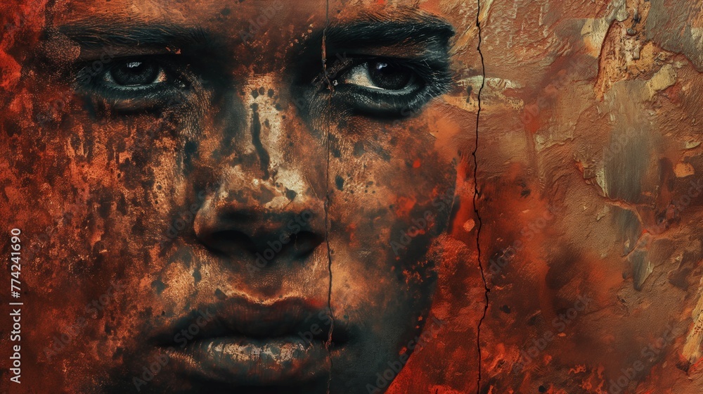 Stoic Face on Textured Rust Stoic Face on Textured Rust