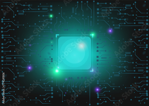 Abstract connecting dots and lines. Connection science background. with drak green background Vector illustration
