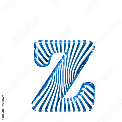 White symbol with blue vertical ultra-thin straps. letter z