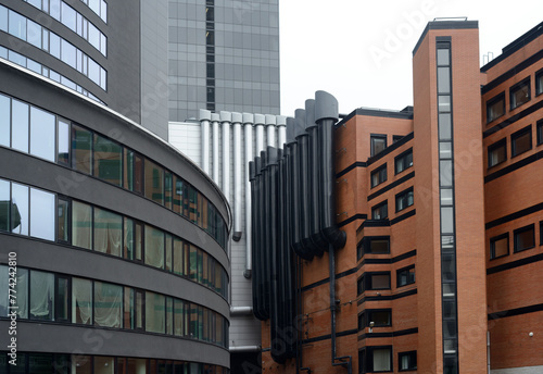 modern architecture office buildings with ventilation pipes