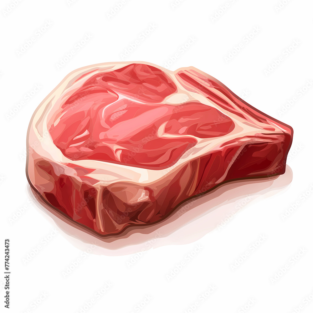 Illustration of a piece of raw beef steak on a white background Illustration of a piece of raw beef steak on a white background