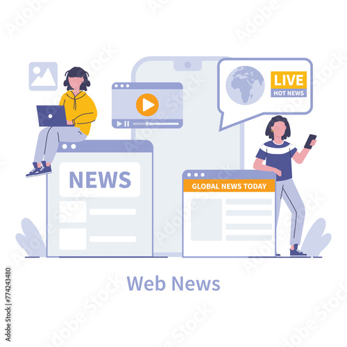 Internet mass media concept. Flat vector illustration.
