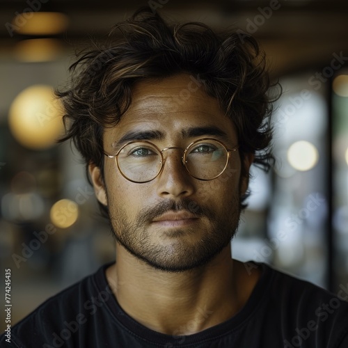 portrait of a man with glasses, nerdy guy, isolated background