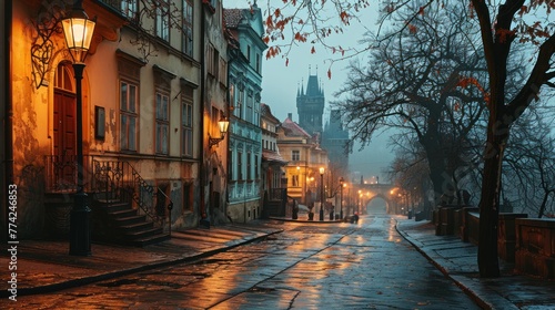 Artistic illustration of Prague city. Czech Republic in Europe.