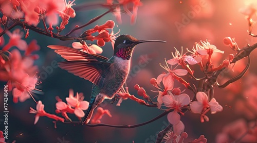 Illustrate the enchanting scene of a hummingbird in action