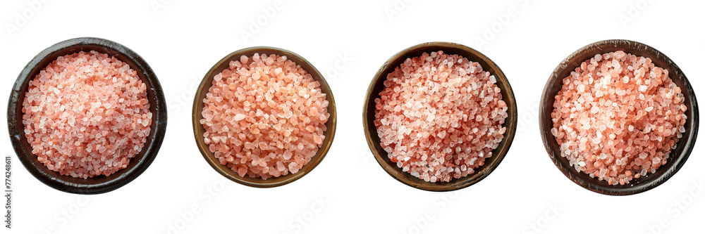 Set of Pink salt in a bowl isolated on transparent background Remove png Set of Pink salt in a bowl isolated on transparent background Remove png