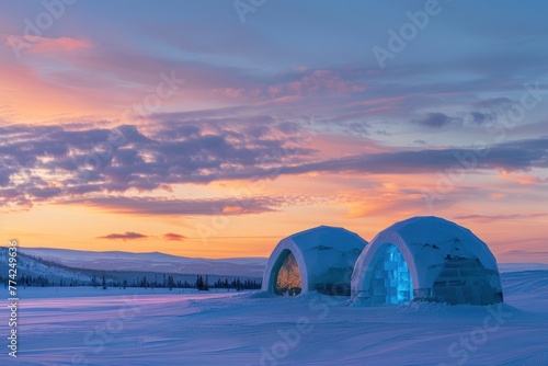Igloo ice house on a snow