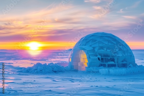Igloo ice house on a snow