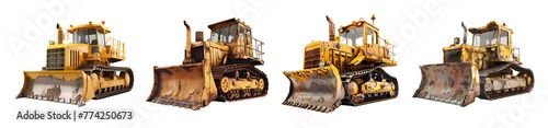 3D Rendering Pack of a Construction Bulldozer on Transparent Background - Ai Generated