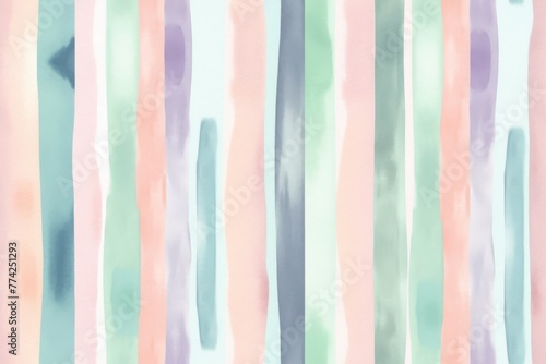 Seamless abstract pastel watercolor background with stripes of lavender, mint, and peach, ideal for a soothing meditation app interface or creative journal covers.