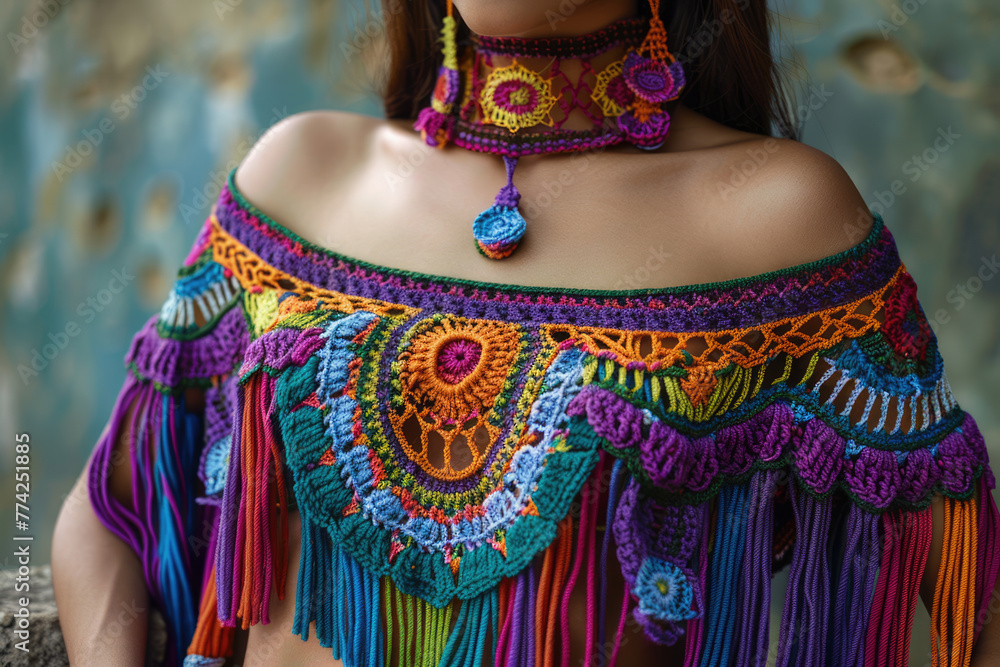 Handmade bright crocheted blouse Irish lace Handmade bright crocheted blouse Irish lace