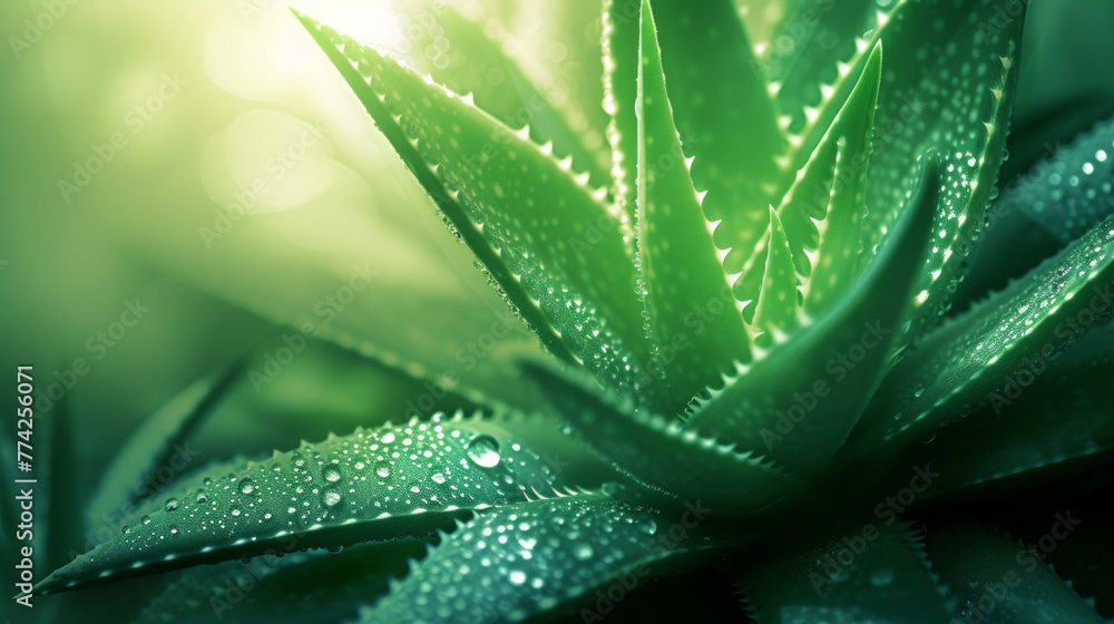 Closeup view of aloe vera plant leaves in field. Closeup view of aloe vera plant leaves in field.