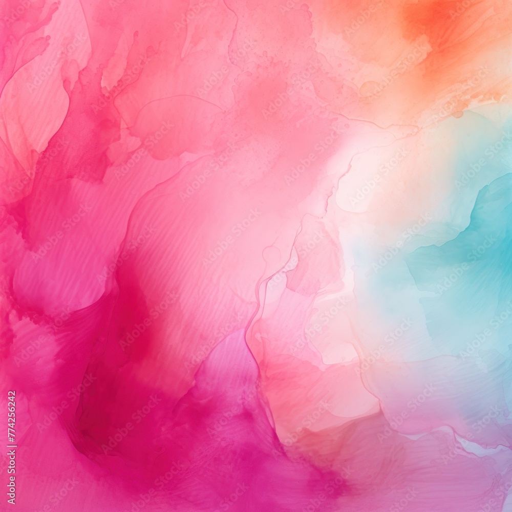 Aqua Fuchsia Apricot abstract watercolor paint background barely noticeable with liquid fluid texture for background, banner with copy space and blank text area