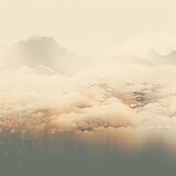 Beige animation of glitched looping binary codes over fog-covered background pattern banner with copy space 