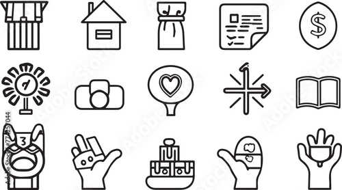 Charity Thin Line Icons set Vector on white background